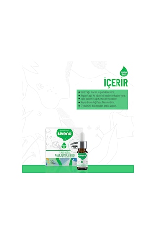 Siveno %100 Doğal Kaş ve Kirpik Serumu Bitkisel Yoğunlaştırıcı Canlandırıcı Yoğun Bakım Yağı Vegan 10 ML