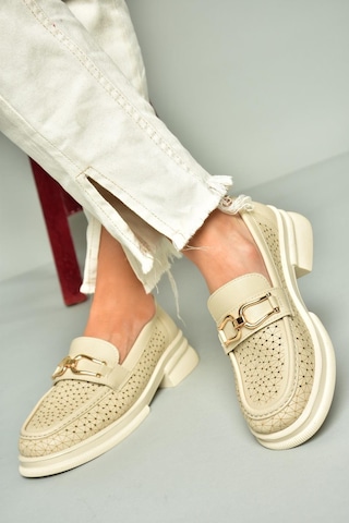 Fox Shoes U704126509 Bej Loafer Makosen Kadın Ayakkabı Bej