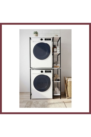 Storeşahin Çamaşır Makinesi Dolabı Yan Raflı Dolap Metal Banyo Organizer Çok Katlı Düzenleyici 264 Siyah Shn0720