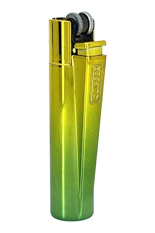Clipper Metal Çakmak - Yeşil-sarı Degrade Özel Seri Çakmak Hediye Kutulu Yeşil
