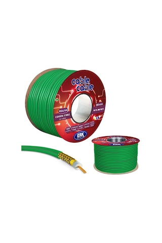ANTEN KABLOSU RG6/U4 1.02MM 80TEL GOLD BAKIR ALAŞIM YEŞİL 100MT C