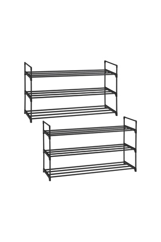 3 Katlı Ayakkabı Rafı, Ayakkabı Saklama Düzenleyici, 2'li Set, Metal Saklama Rafı, 30 X 92 X 54 Cm, Siyah Lsa06bk Çok Renkli