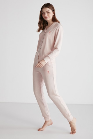 U.S. Polo Assn. U.s Polo Assn. 16956 Kadın Pembe Melanj Patlı Uzun Kollu Pijama Takımı -pembemelanj Pembe Melanj