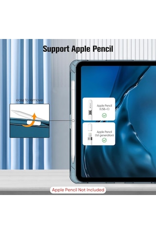 Apple Uyumlu iPad Air 11inç M2/m3 2025-2024 Kılıf Flip Cover Kalem Bölmeli Pc Case Kılıf