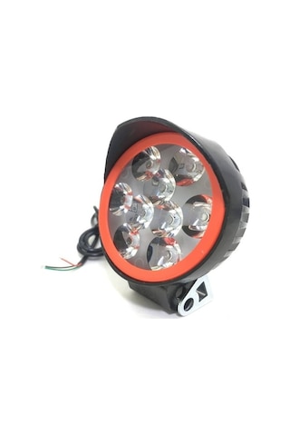 2 Adet 9 Led Kırmızı Çemberli Motosiklet Atv Off-road Sis Farı Çalışma Lambası Seti - 12v 10w Siyah