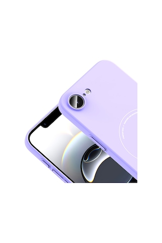 Apple iPhone Uyumlu 16e Kılıf M-safe Şarj Özellikli Kamera Korumalı Zore Elio Sert Pc Kapak - Lila