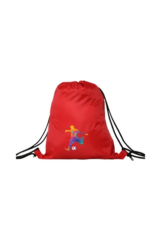Hero Tasarım Renkli Futbolcu - Ipli Spor Sırt Çantası - Günlük - Okul 35 46cm One Size Inn1019 Kırmızı