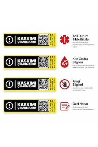 Meo Qr Kodlu Kask Acil Durum Bilgileri Etiketi Çok Renkli
