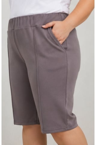 Cocosushicooo Büyük Beden Kadın Kapri Şort Pantolon Cepli Lastikli Bel Rahat Kalıp Vizon
