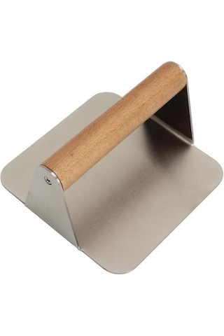 Kare Smash Burger Presi,16 Cm ,3 Mm 304 Paslanmaz Çelik Ahşap Sap