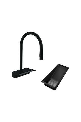 Hansgrohe Aquno Select M81 Spiralli Eviye Bataryası Sbox Satin Siyah Siyah