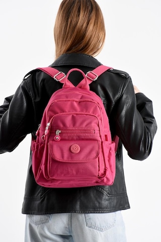 Baginn Kadın Sırt Çantası Günlük Kullanıma Uygun 32 25 Cm Klinkır Kumaş Çok Cepli Hafif Su İtici Kumaş Pembe