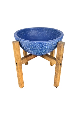 Bitki Tasarımı Ev Dekorasyon Lacivert Granit Aranjman Sunumluk Toprak Saksı 4 Ayaklı 20 Cm Çap