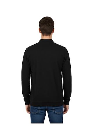 Dynamo Erkek Büyük Beden Polo Yaka Cepli Selanik Sweatshirt Bgl-st04925 Siyah