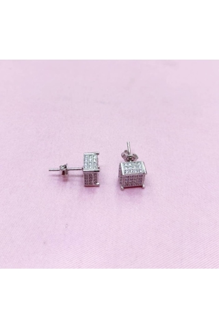 Oriental Kuyumculuk Jewellery Kare Küp Gümüş Küpe Gümüş