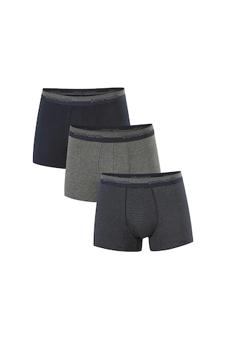 Pierre Cardin Lacivert Gri Pamuklu Likralı 3'lü Erkek Boxer Lacivert-gri