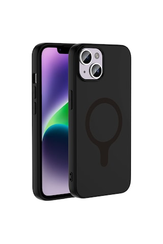 Apple iPhone Uyumlu 13 Kılıf M-safe Şarj Özellikli Zore Aris Silikon Kapak - Siyah