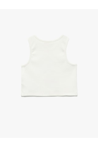 Koton Pamuklu Bisiklet Yaka Dar Kesim Kedi Baskılı Kolsuz Crop Atlet Ekru 5skg30141ak Ekru