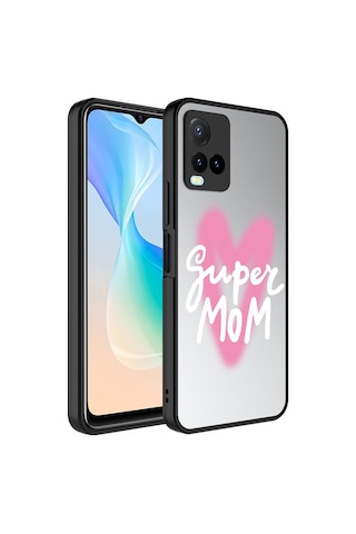 Kilifone - Vivo Y21s Uyumlu Kılıf Aynalı Desenli Kamera Korumalı Parlak Mirror Kapak - Süper Anne - T26837