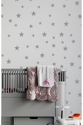 Yıldız Duvar Metalik Gri Sticker 3-4-5Cm 100 Adet