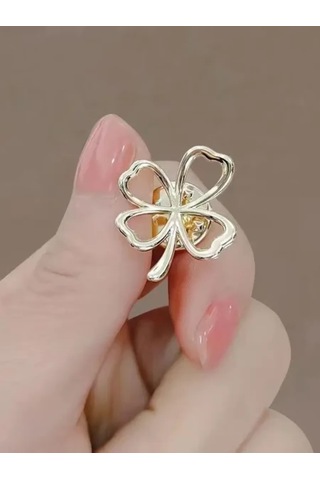 Olfil Broş-mini Yonca Işıl Işıl Minimalist Tarz 191651060 Altın Rengi