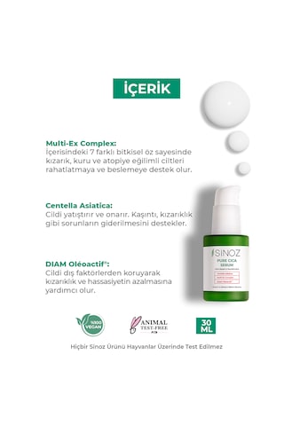 Sinoz Pure Cica Ultra Onarıcı ve Besleyici Bakım Serumu 30 ML