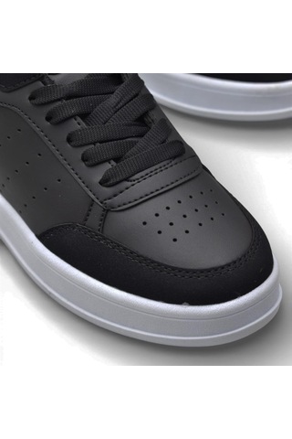 Papatay 1011 Hazır Taban Unisex Spor Ayakkabı Bağcıklı Rahat Sneaker SİYAH-BEYAZ