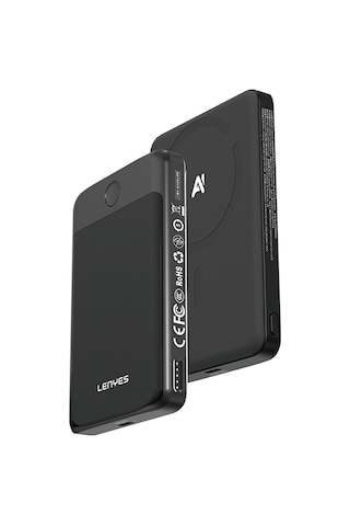 Lenyes Pw0008d Pd 20w Led Ekran Yapay Zeka Destekli Ultra İnce Wireless Powerbank 15w 5000mah Siyah Siyah