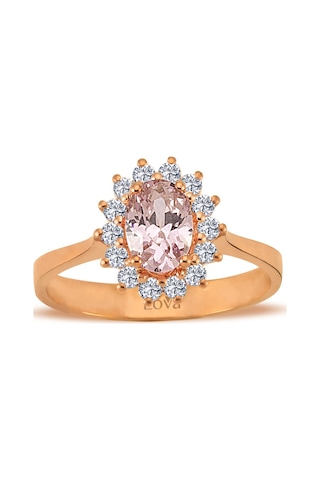 Lova Pırlantalı Oval Morganit Anturaj Yüzük - 1070167