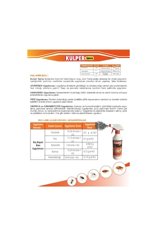 Kulper Hamamböceği Pire Karınca Karasinek Sivrisinek Spreyi Genel Böcek Ilacı 500 Ml