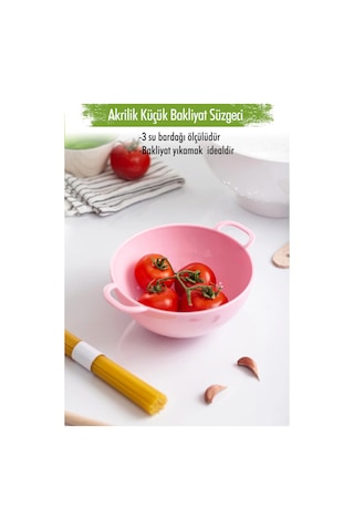 Akrilik Soft Pembe Mini Pirinç Süzgeçi & Bakliyat Süzgeçi 3 Su Bardağı Ölçülü Çok Renkli