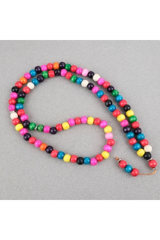 Bonibon 99luk Renklli Boyalı Ahşap Küre Kesim 10mm Namaz Tesbihi Çok Renkli