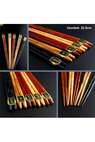 Omeniv Ahşap Beş Çift (10) Chopstick Yemek Servis Sushi Noodle
