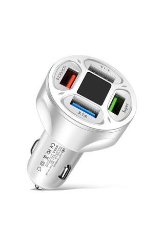 4 Port 100w Hızlı Şarj Qc3.0 Usb Telefon Şarj Adaptörü Arabada Beyaz