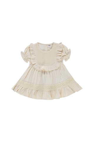 Civil Baby Fırfır Yaka 6-18 Ay Elbise - Bej