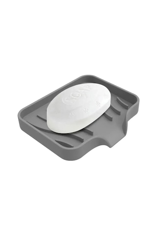 Teltree Pratik Silikon Sabunluk - Kendinden Süzme Tasarım, Banyo Ve Mutfak İçin Gri