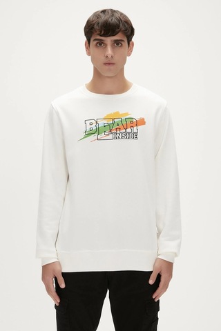 Bad Bear Crayon Crewneck Sweatshırt Erkek Ekru 23.02.12.012 Siyah
