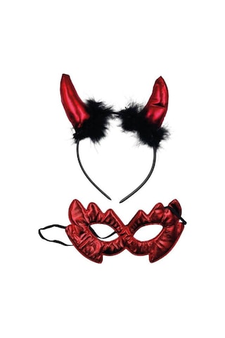 Hallowen-cadılar Bayramı Kırmızı Saten Taç Gözlük Maske Şeytan Boynuzu Korku Temalı Taç Gözlük Diğer
