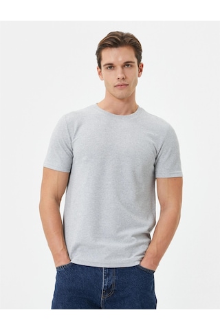 Koton 4sam10279hk 031 Gri Erkek Jersey Kısa Kollu Basic T-shirt Gri