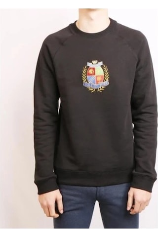 Superfly Erkek Nakışlı O Yaka Sweatshirt 20217 Siyah