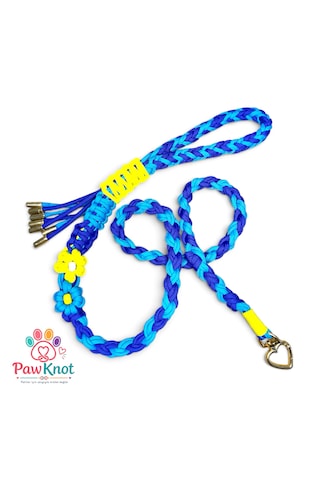 Sky Bloom Set Köpek/kedi Geöğüs Tasması Ve Gezdirme Kayışı Paracord El Yapımı Mavi - Lacivert - Sarı