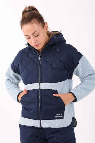 Maraton Sportswear Comfort Kadın Kapşonlu Uzun Kol Outdoor Sisli Mavi Tracktop 21440-sisli Mavi