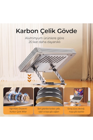 Laptop Notebook Tablet İçin Metal Stand Ayarlanabilen 360 Derece Dönebilen Ergonomik