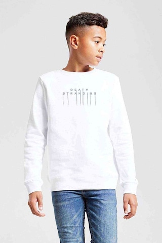 Tshirthane Death Stranding Logo Baskılı Unisex Çocuk Beyaz Sweatshirt Beyaz