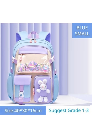 Ebitda Mavi 2023 İlköğretim Kız Çantası, Omurga Korumalı, Hafif, Buzdolabı Açık, Büyük Kapasiteli Kitap Çantası, Küçük Boy Mavi