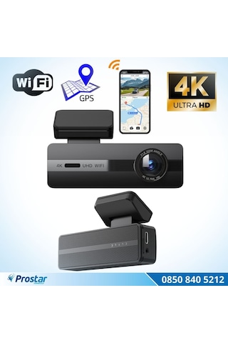 4k Wıfı Gps 24 Saat Park Modu Özellikli Ekransız Dashcam Kamera