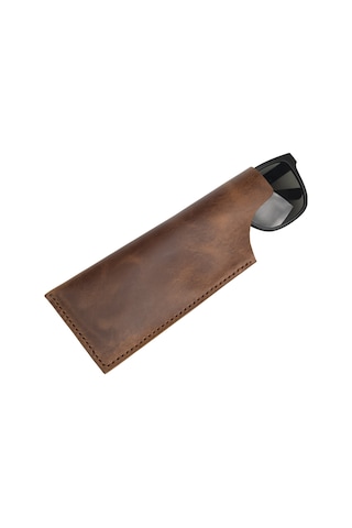Lost Slope El Yapımı Hakiki Deri Gözlük Kılıfı Kahverengi
