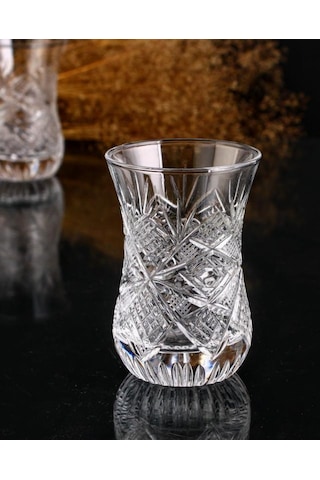 6 Lı Klasik Boy Çay Bardağı Takımı- Göz Dekor Şeffaf