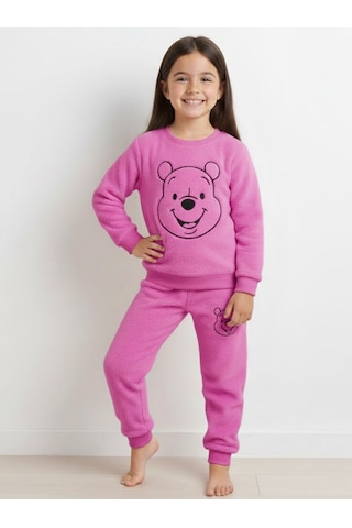 Peluş Kız Çocuk Takım - 2/8 Yaş - 31569 Fuşya Pembe