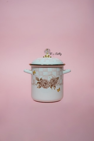 Rosadora Emaye Kuşkonmaz Bakraç Dekoratif Çok Amaçlı Vintage Pembe